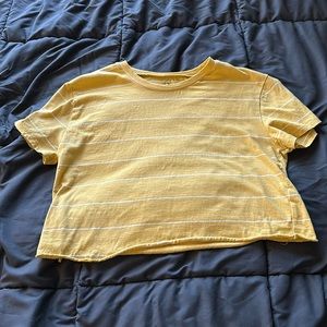 Yellow and white stripe crop top small